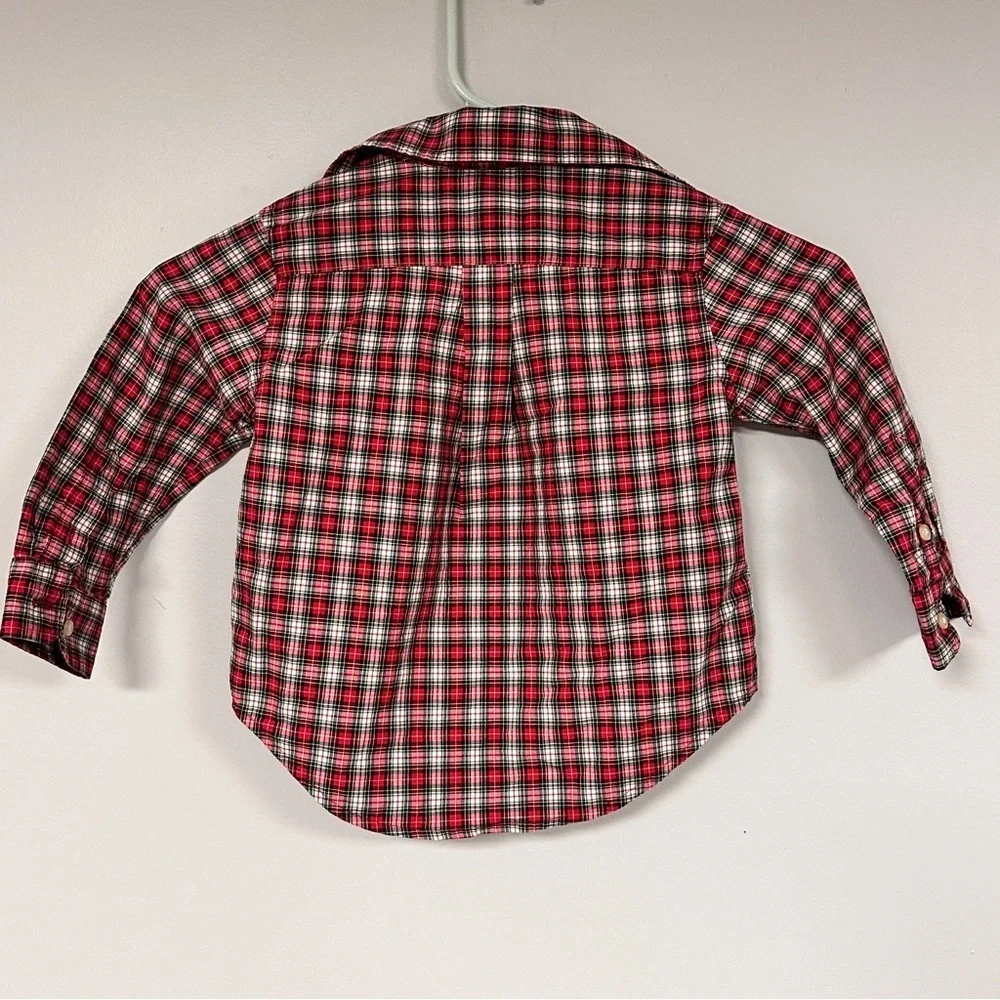 Ralph Lauren Kids Red Plaid Button Down, Long Sleeve Shirt, 2 / 2T  EUC!